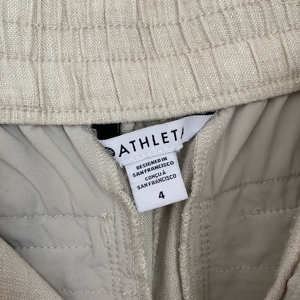 ATHLETA Voyager Linen Pant Light Cream Crop Ankle Size 4 Cottagecore Coastal - Picture 6 of 10